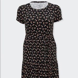Torrid Blk Floral Flowy Mid-Length Soft Knit Dress